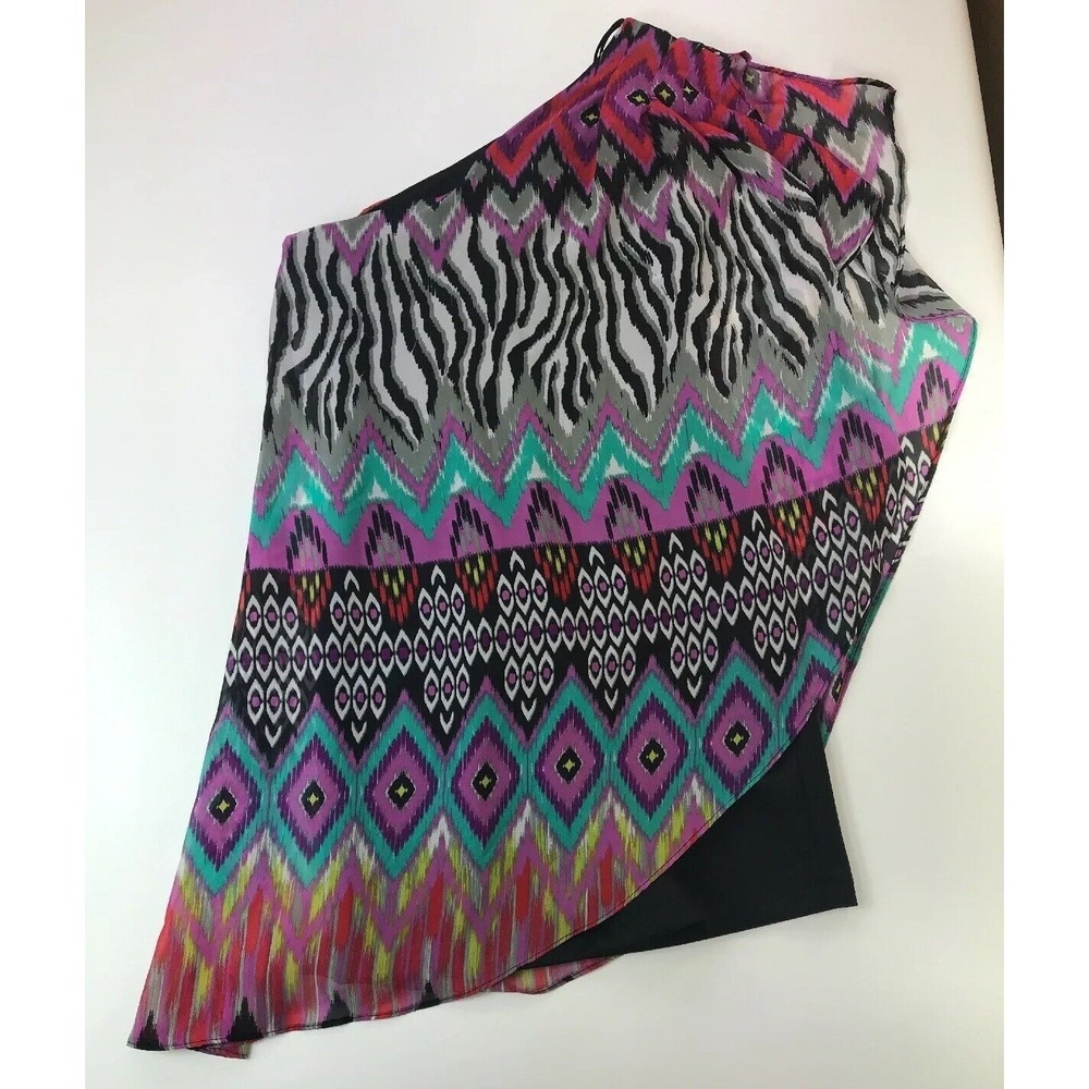 Bisou Bisou Michele Bohbot One Shoulder Dress Size 4 Zebra Geometric Print Black - Picture 10 of 12